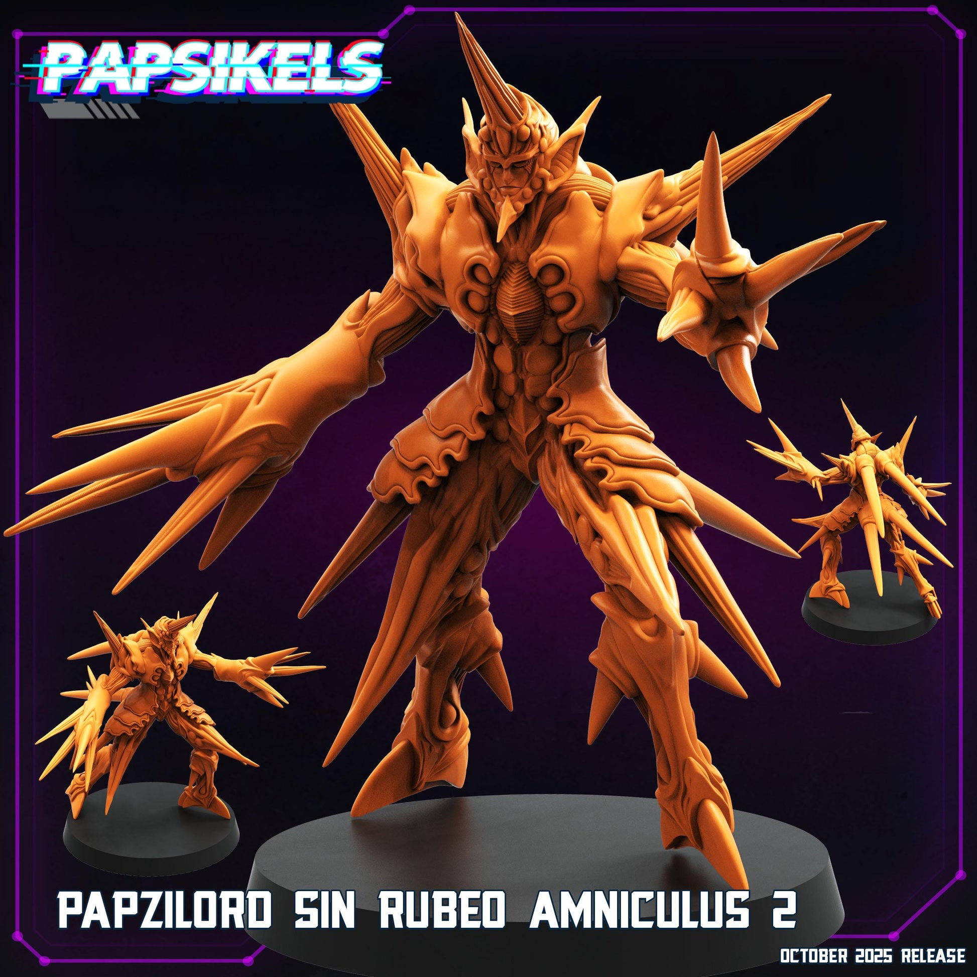 Papzilord Sin Rubeo Amniculus | Bio-Armored Warlord Miniature | Guyver Inspired | 28 mm / 32 mm Scale | Papsikels Miniatures