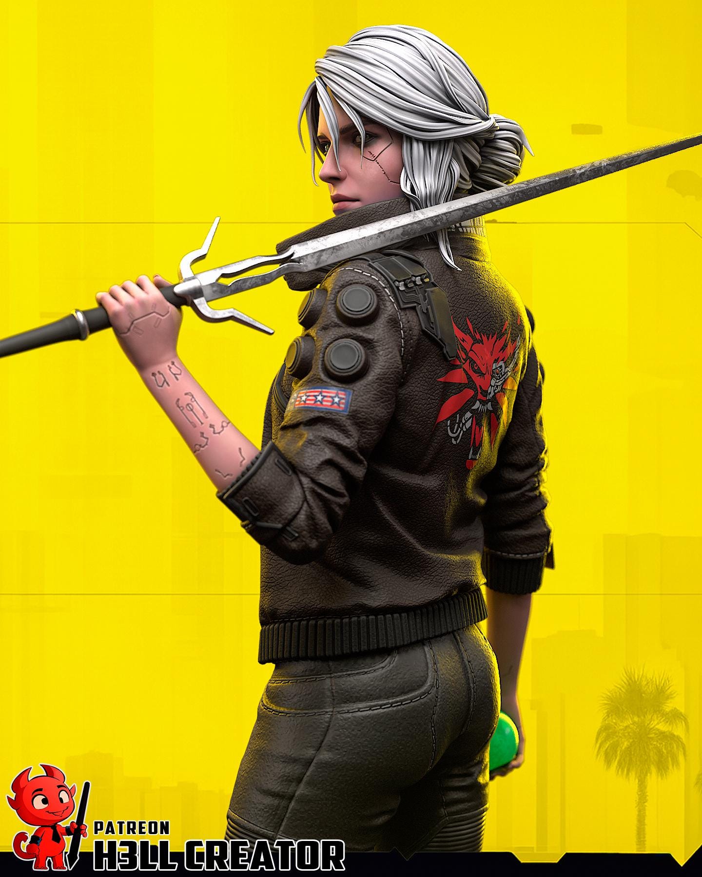 Ciri – Cyberpunk 2077 Fan art | H3LLcreator | Full Model or Bust | Premium Resin Print