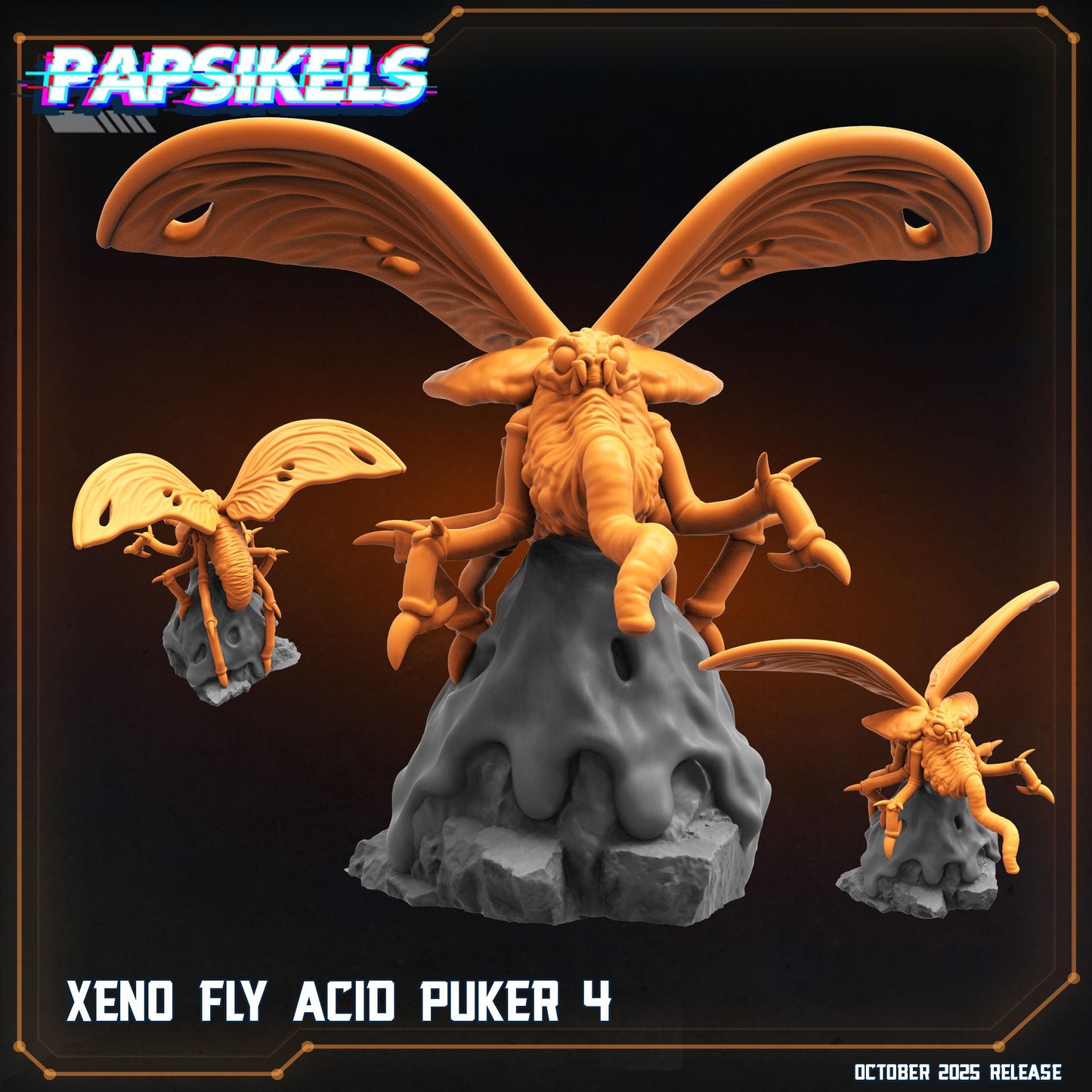 Xeno Fly Acid Pukers | Papsikels October 2025 | Alien Earth Inspired Resin Miniatures | 32 mm • Play Scale • Epic 0.5 Scale • Full 1:1 Scale