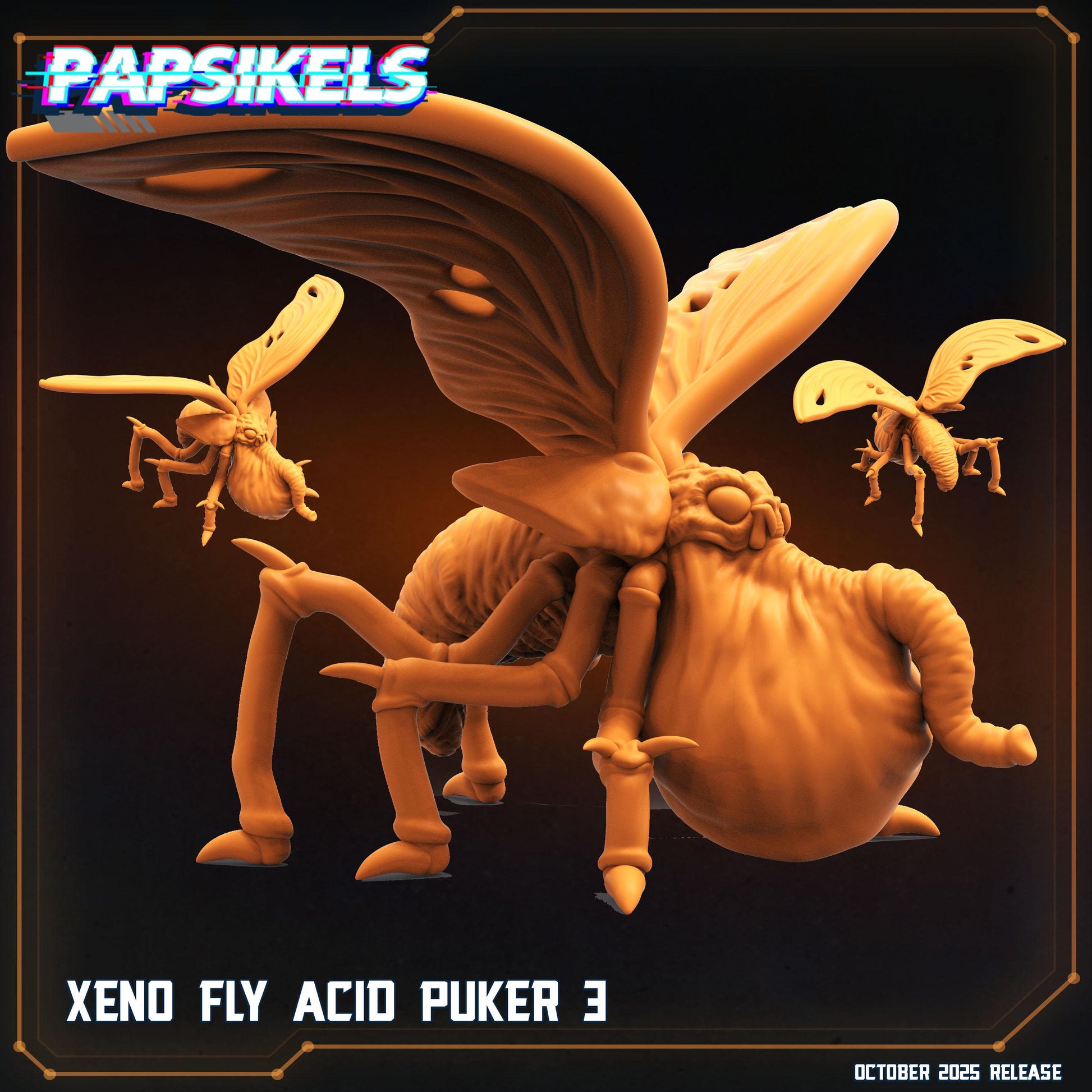 Xeno Fly Acid Pukers | Papsikels October 2025 | Alien Earth Inspired Resin Miniatures | 32 mm • Play Scale • Epic 0.5 Scale • Full 1:1 Scale
