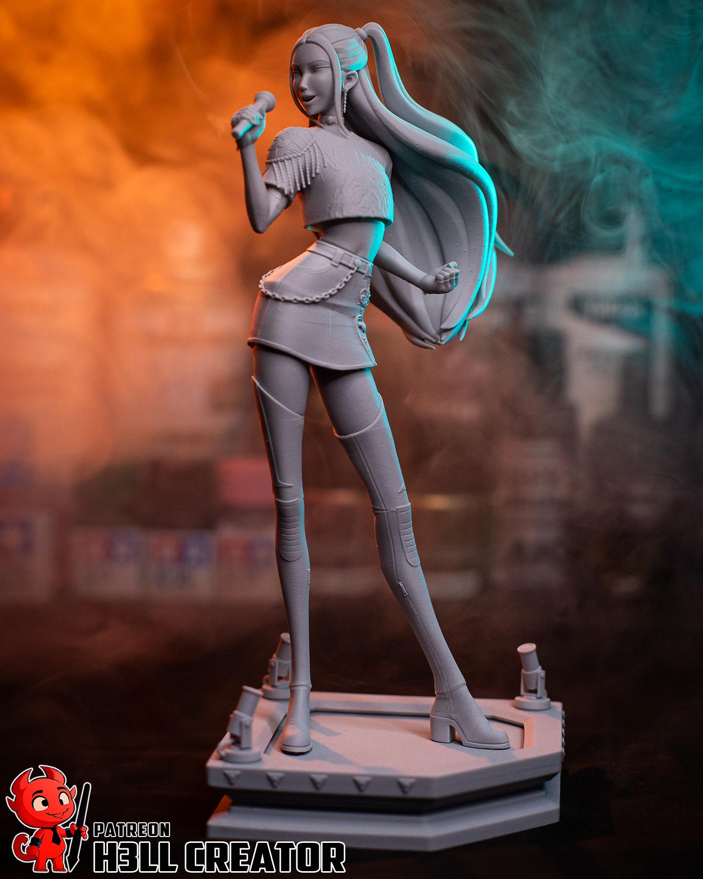 K-Pop Demon Hunters Diorama | Zoey, Rumi & Mira | H3LLcreator | Interlocking Display Set | Premium Resin Print