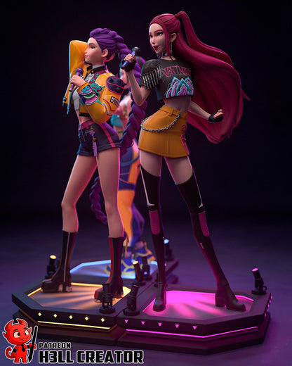 K-Pop Demon Hunters Diorama | Zoey, Rumi & Mira | H3LLcreator | Interlocking Display Set | Premium Resin Print