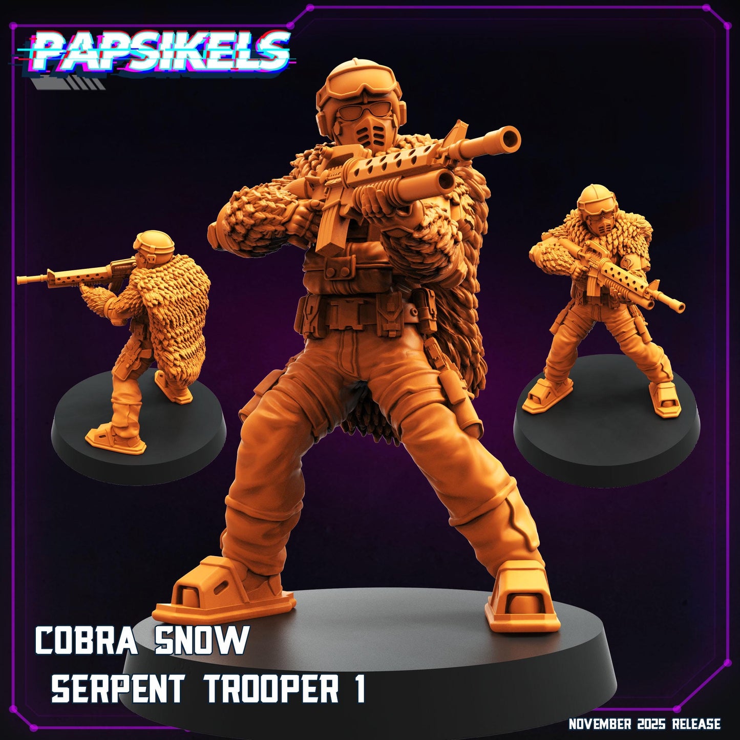Cobra Snow Serpent Troopers | Papsikels | Eyed Snake Commandos | Resin Miniatures | 28 mm / 32 mm Scale