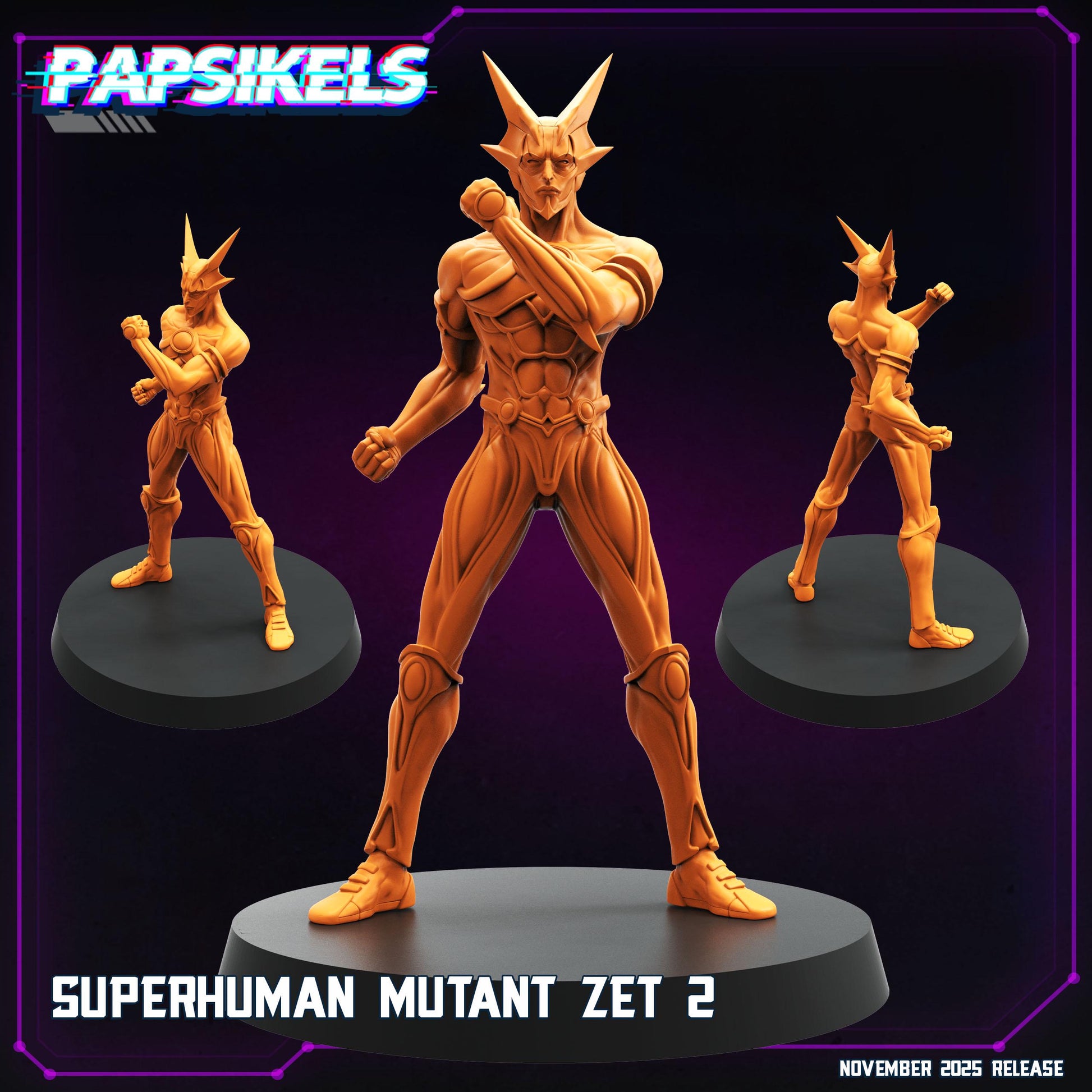 Superhuman Mutant Zet | Bio-Armour Hero | Guyver-Inspired Resin Miniature | 28mm / 32mm Scale | 25mm Base | Choose Pose or Set | Papsikels