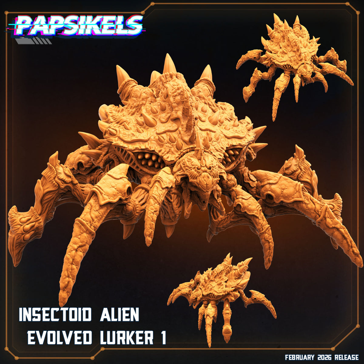 Papsikels Insectoid Alien Evolved Lurker 1 resin miniature render