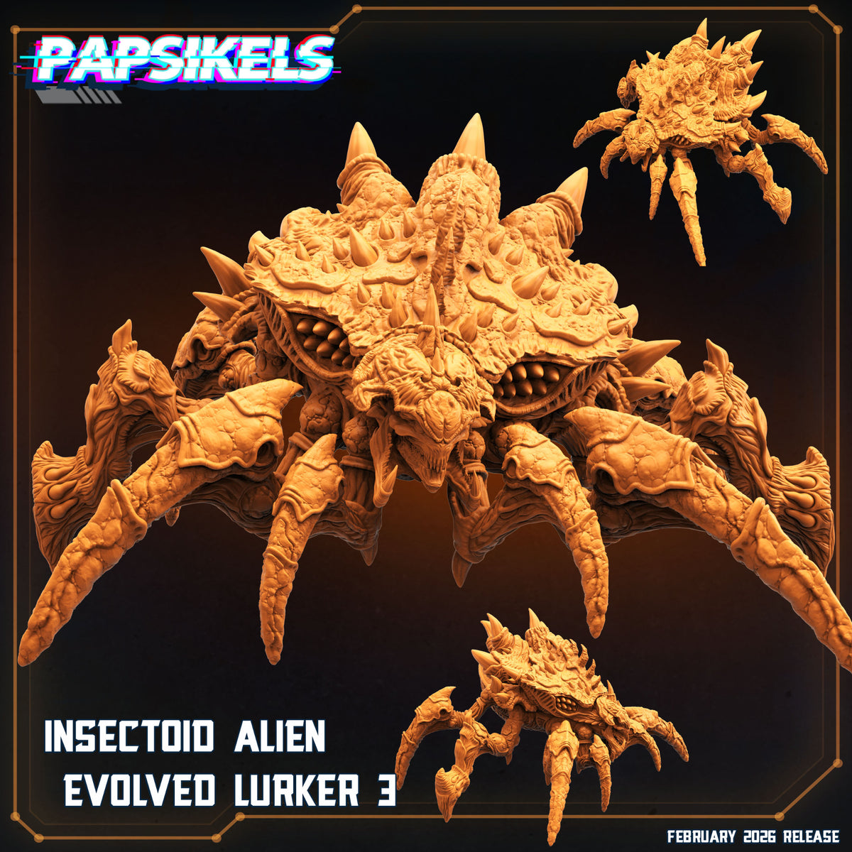 Papsikels Insectoid Alien Evolved Lurker 3 resin miniature render