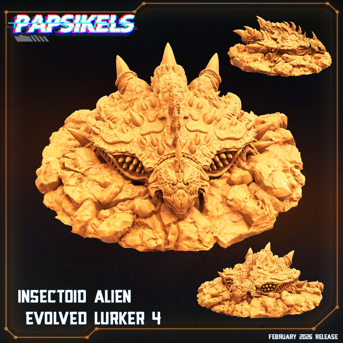 Papsikels Insectoid Alien Evolved Lurker 4 burrowed resin miniature render
