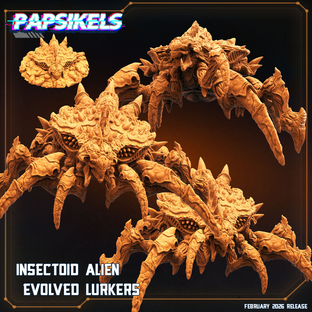 Papsikels Insectoid Alien Evolved Lurkers complete set group render