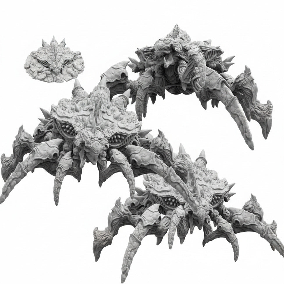 Insectoid Alien Evolved Lurkers Papsikels resin miniature set in grey on white background