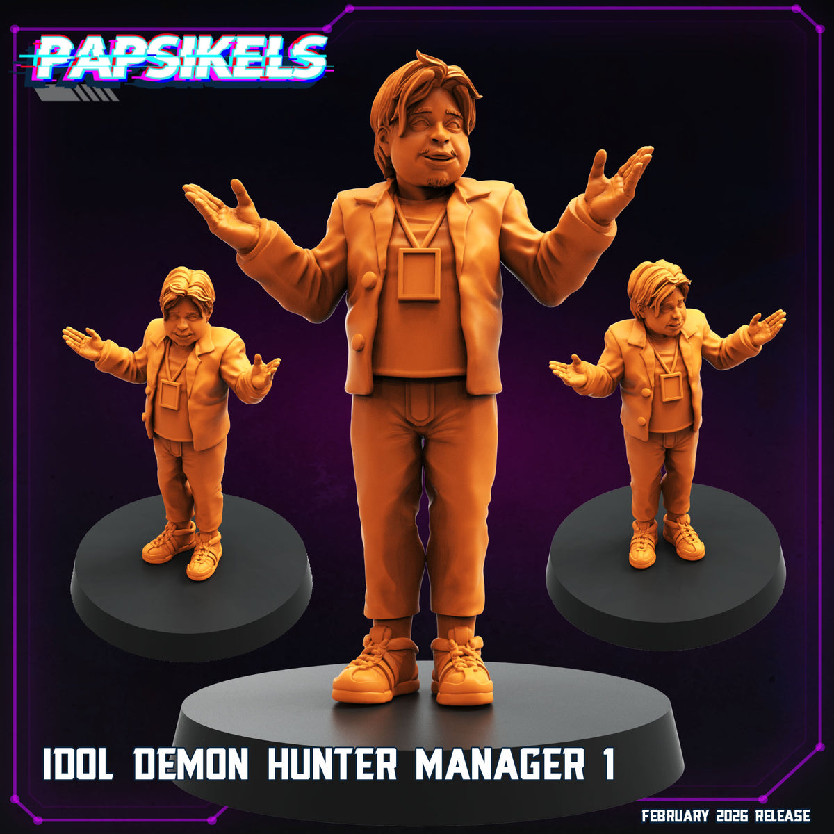 KPop Demon Hunters fanart Idol Demon Hunter Manager Subject 1 Papsikels cyberpunk resin miniature