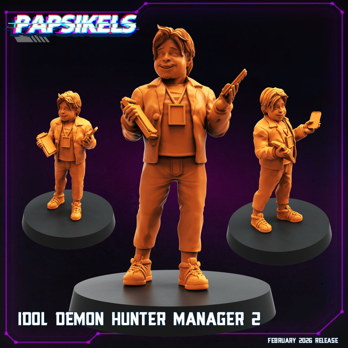 KPop Demon Hunters fanart Idol Demon Hunter Manager Subject 2 Papsikels cyberpunk resin miniature