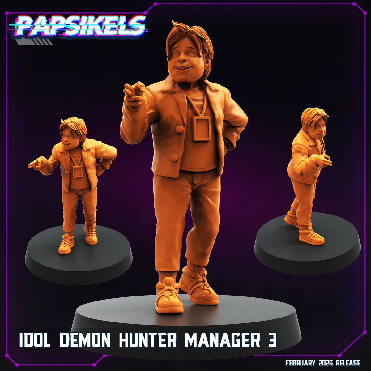 KPop Demon Hunters fanart Idol Demon Hunter Manager Subject 3 Papsikels cyberpunk resin miniature