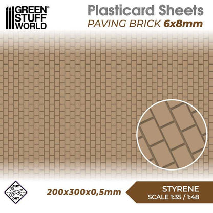Green Stuff World: Textured Styrene Plasticard Sheet - Paving Brick (6x8mm)