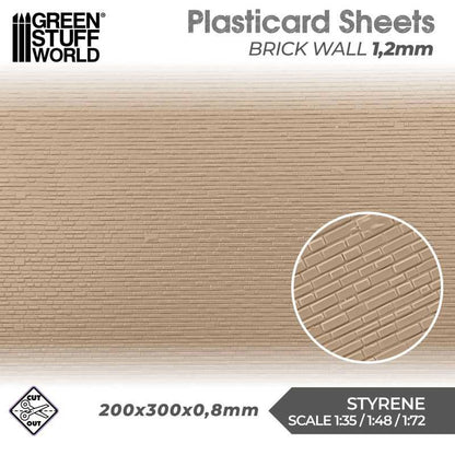 Green Stuff World: Textured ABS Plasticard Sheet - Brick Wall (1.2mm)