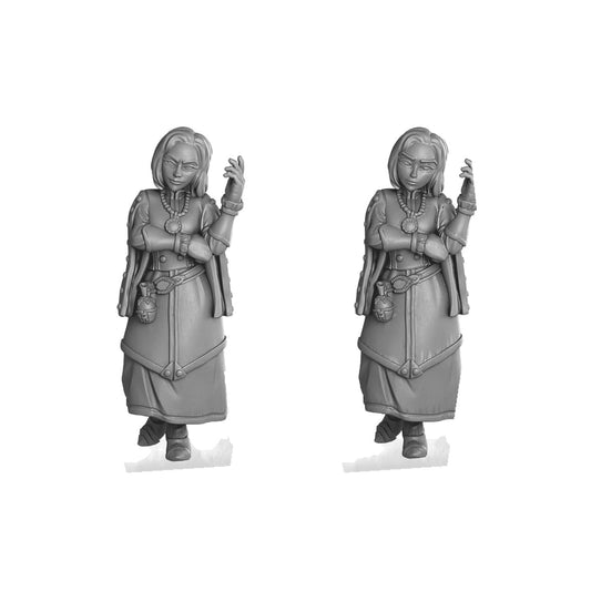Magical noble girl witch resin miniature variants in matte light grey