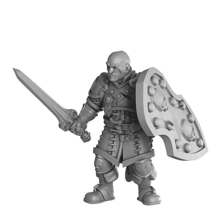 Old warrior veteran fantasy soldier resin miniature in matte light grey
