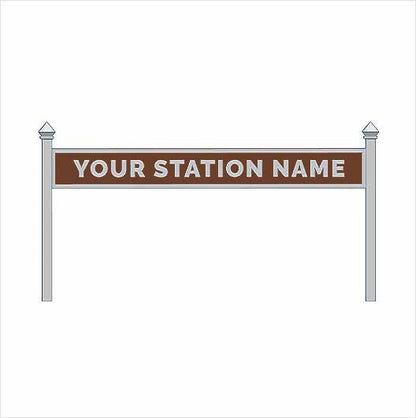 OO Scale | Pre-Coloured | Single-Sided Personalised Steam-Era Station Name Board - Style 1 - One Line of Text