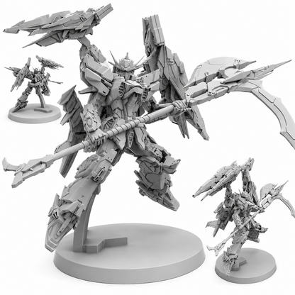 Papsikels FKMSA Super Advance Battle Droid Judge Moonlight cyberpunk mecha resin miniature on white background