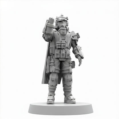 Papsikels Democracy Troopers RS-40 Helljumper Salute sci-fi resin miniature on round base