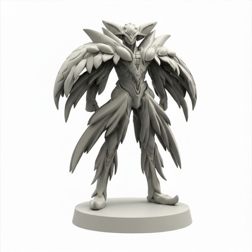 Papsilord Caerleon battle form Papsikels cyberpunk sci fi resin miniature on white background