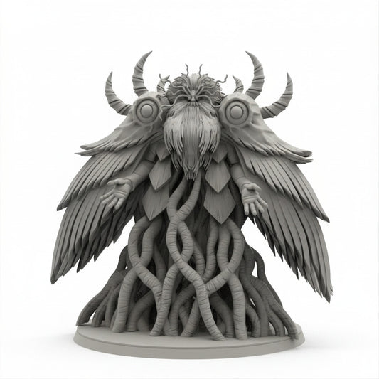 Papsilord Waferdanos battle form resin miniature on white background