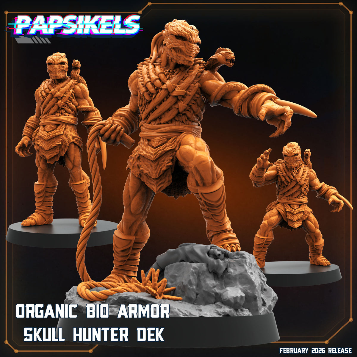 Predator Badlands Dek Organic Bio Armor Skull Hunter complete set with three Papsikels poses