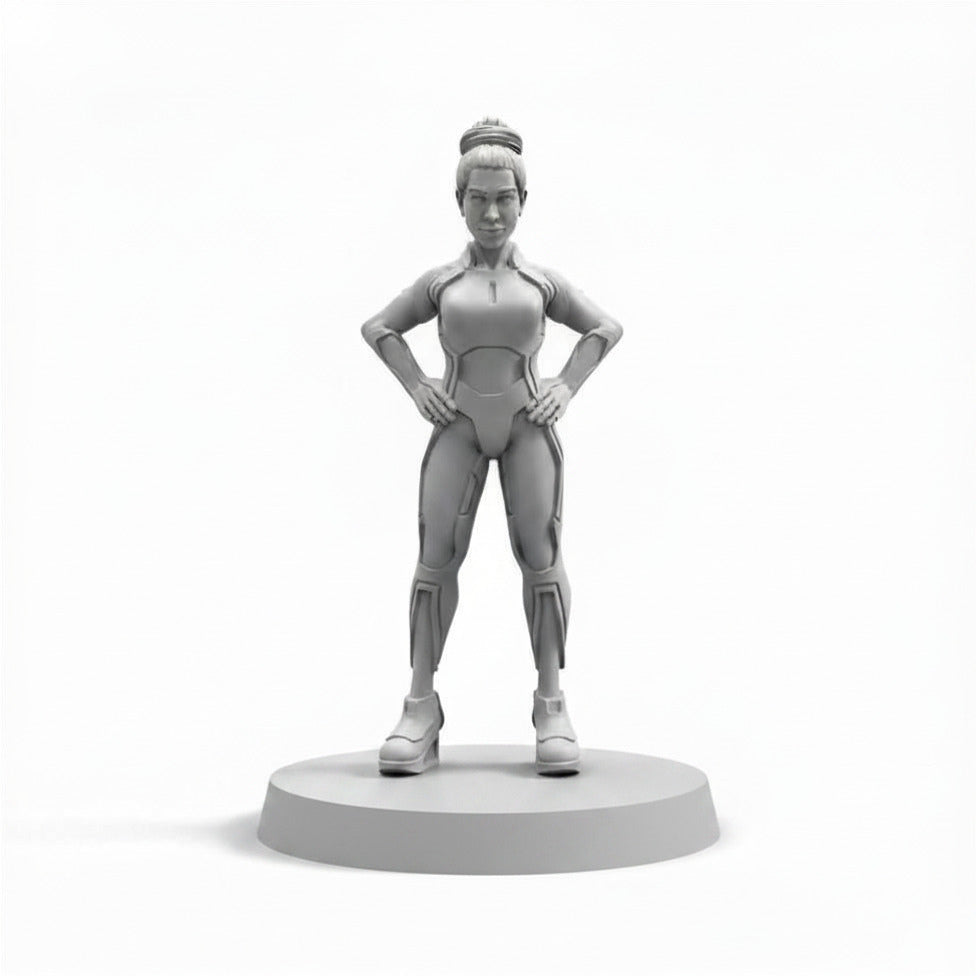 Program Armorer Gem Papsikels sci-fi cyberpunk resin miniature on white background