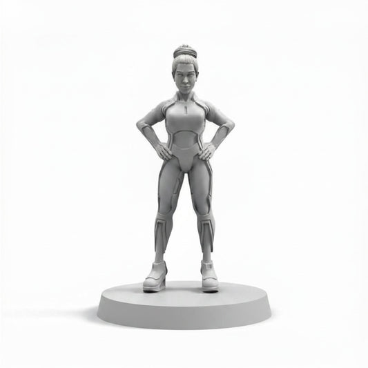 Program Armorer Gem Papsikels sci-fi cyberpunk resin miniature on white background