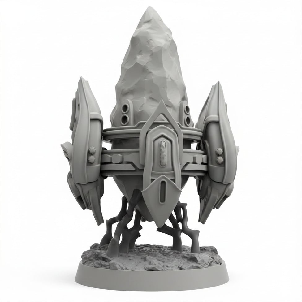 StarCraft inspired Psionic Energy Crystal Papsikels resin miniature on white background