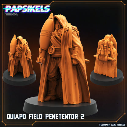 Quiapo Field Penetentor 2 Papsikels Trench Crusade proxy resin miniature with hood respirator cloak backpack and heavy shell