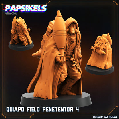 Quiapo Field Penetentor 4 Papsikels Trench Crusade proxy resin miniature with hood gas mask cloak field pack and heavy shell