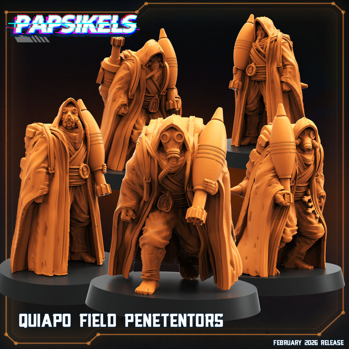 Quiapo Field Penetentors complete set Papsikels Trench Crusade proxy miniatures promotional render