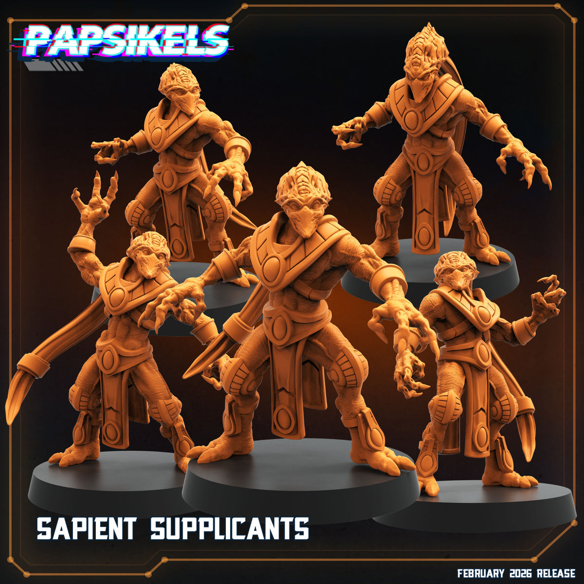 Sapient Supplicants StarCraft inspired Papsikels sci fi resin miniature group of five