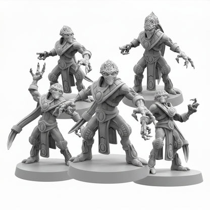 Sapient Supplicants StarCraft inspired Papsikels sci fi resin miniature complete set on white background