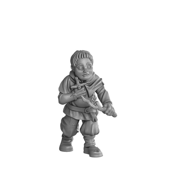 Scared boy in the woods fantasy resin miniature in matte light grey