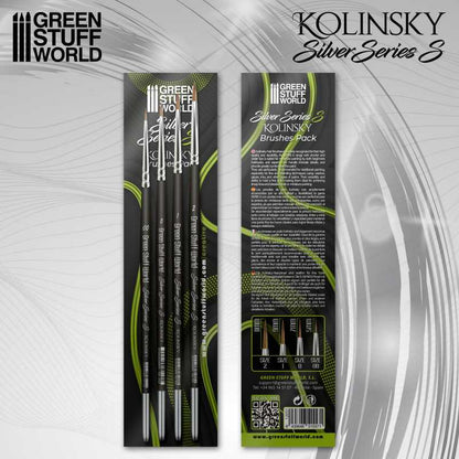 Green Stuff World: Kolinsky Sable Silver Series (S) Paintbrush Set - 4pc