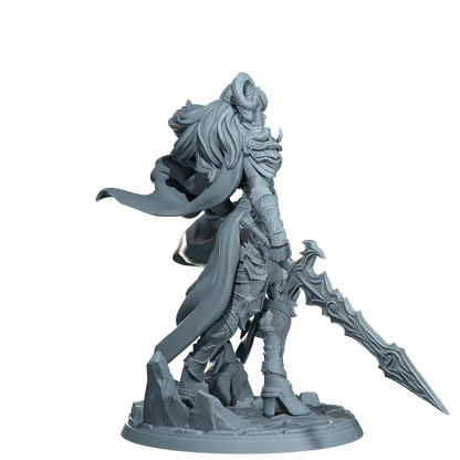 Kaela The Infernal Blade, Tiefling Warrior | Dungeons and Damsels | Cosmondo | 28mm, 32mm, 75mm | Dungeons & Dragons | TTRPG | RPG | Resin