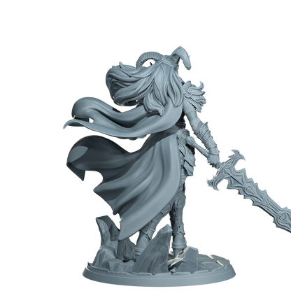 Kaela The Infernal Blade, Tiefling Warrior | Dungeons and Damsels | Cosmondo | 28mm, 32mm, 75mm | Dungeons & Dragons | TTRPG | RPG | Resin