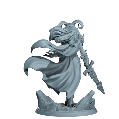 Kaela The Infernal Blade, Tiefling Warrior | Dungeons and Damsels | Cosmondo | 28mm, 32mm, 75mm | Dungeons & Dragons | TTRPG | RPG | Resin