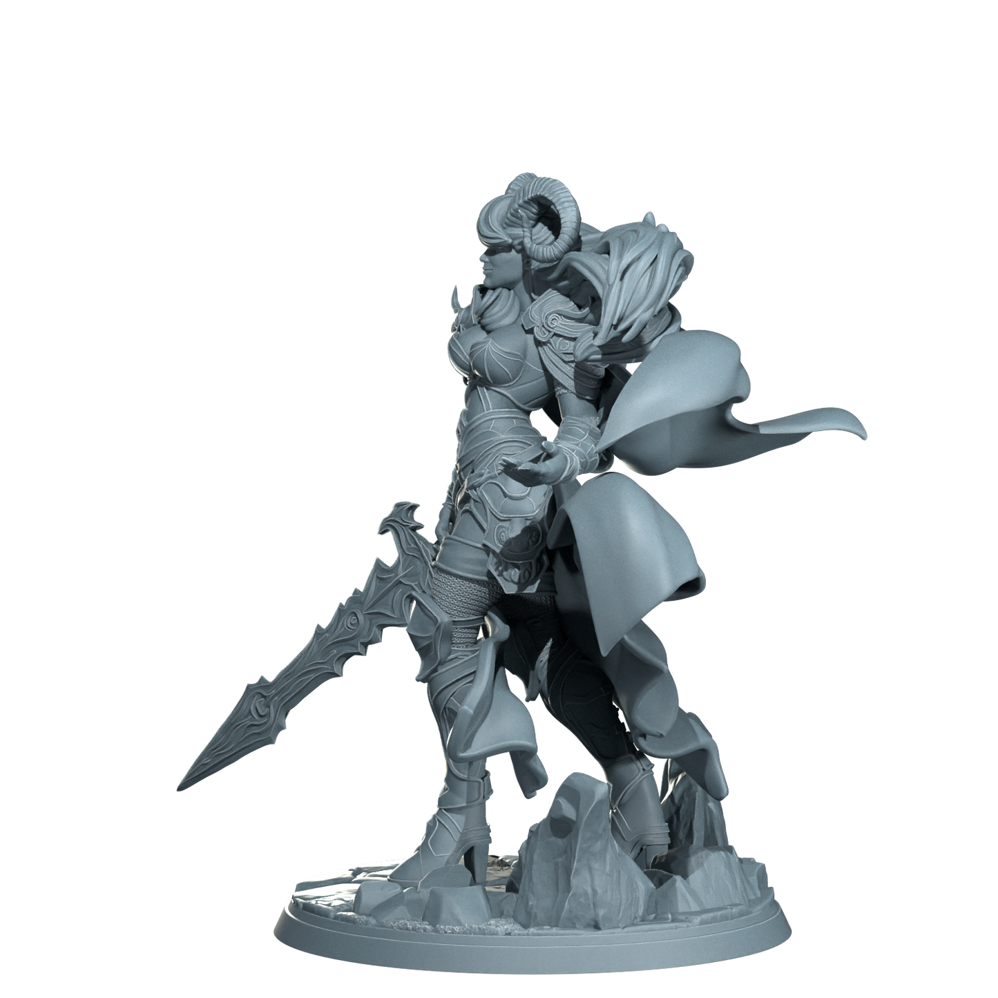 Kaela The Infernal Blade, Tiefling Warrior | Dungeons and Damsels | Cosmondo | 28mm, 32mm, 75mm | Dungeons & Dragons | TTRPG | RPG | Resin