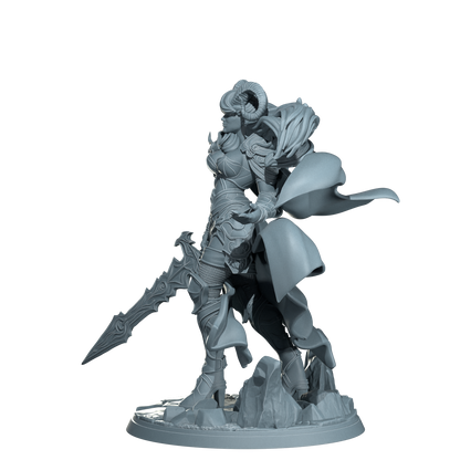 Kaela The Infernal Blade, Tiefling Warrior | Dungeons and Damsels | Cosmondo | 28mm, 32mm, 75mm | Dungeons & Dragons | TTRPG | RPG | Resin