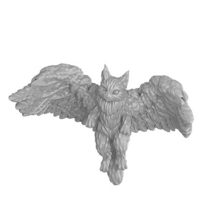 Tressym winged cat familiar fantasy resin miniature in matte light grey